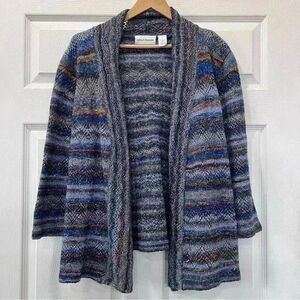 Alfred Dunner Womens Blue Knit Open Sweater Size XL